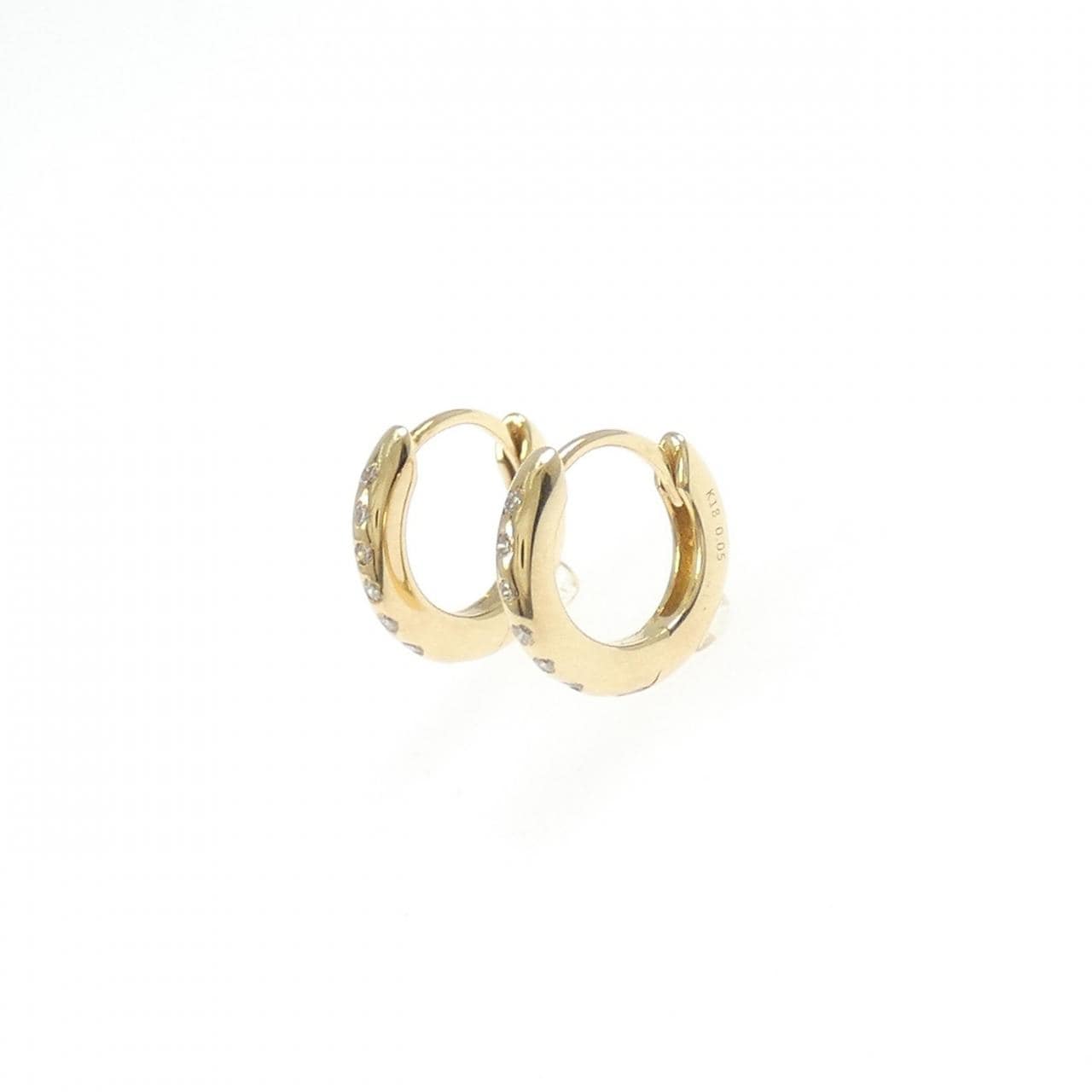 【新品】K18YG ダイヤモンド フープ ピアス 0.05CT