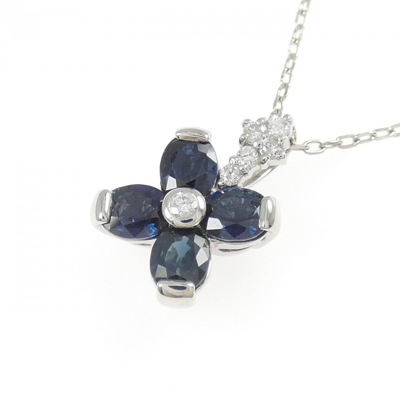 PT900/PT850 フラワー サファイヤ ネックレス 1.71CT