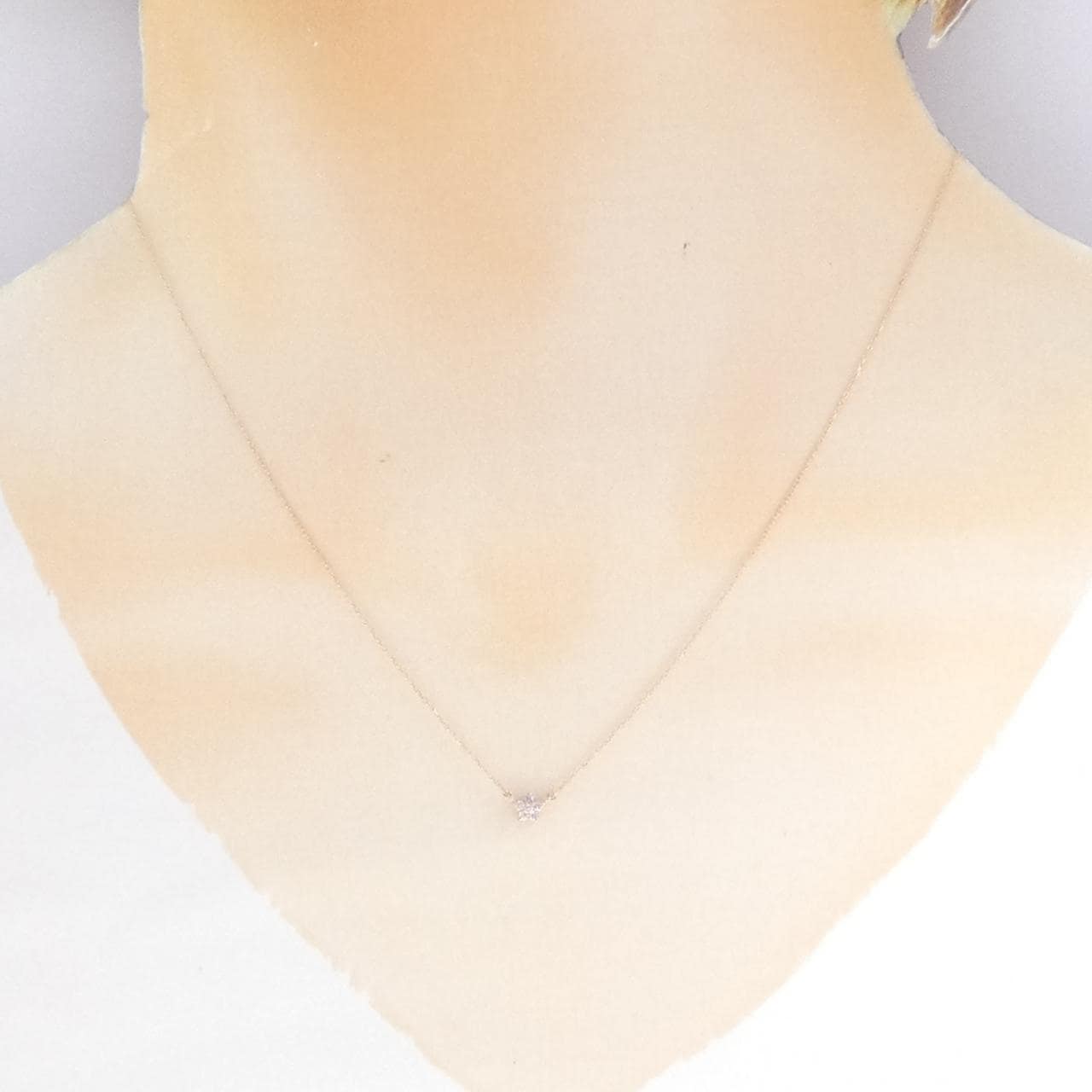 K18PG フラワー ダイヤモンド ネックレス 0.04CT