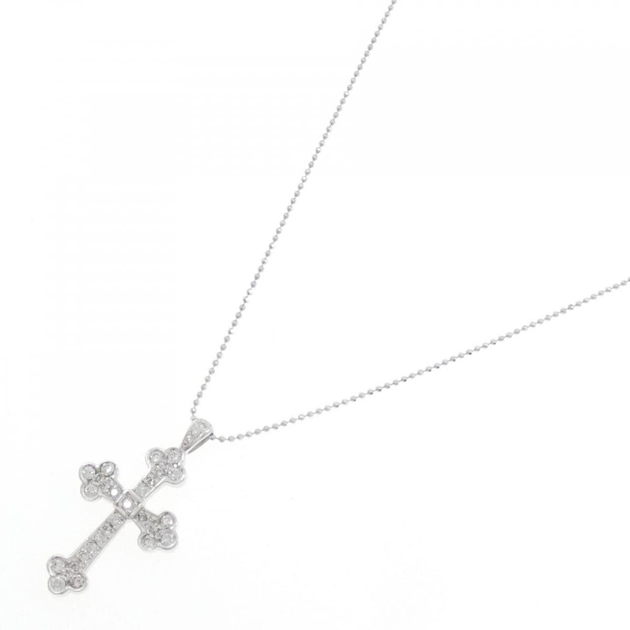 K18WG クロス ダイヤモンド ネックレス 0.51CT