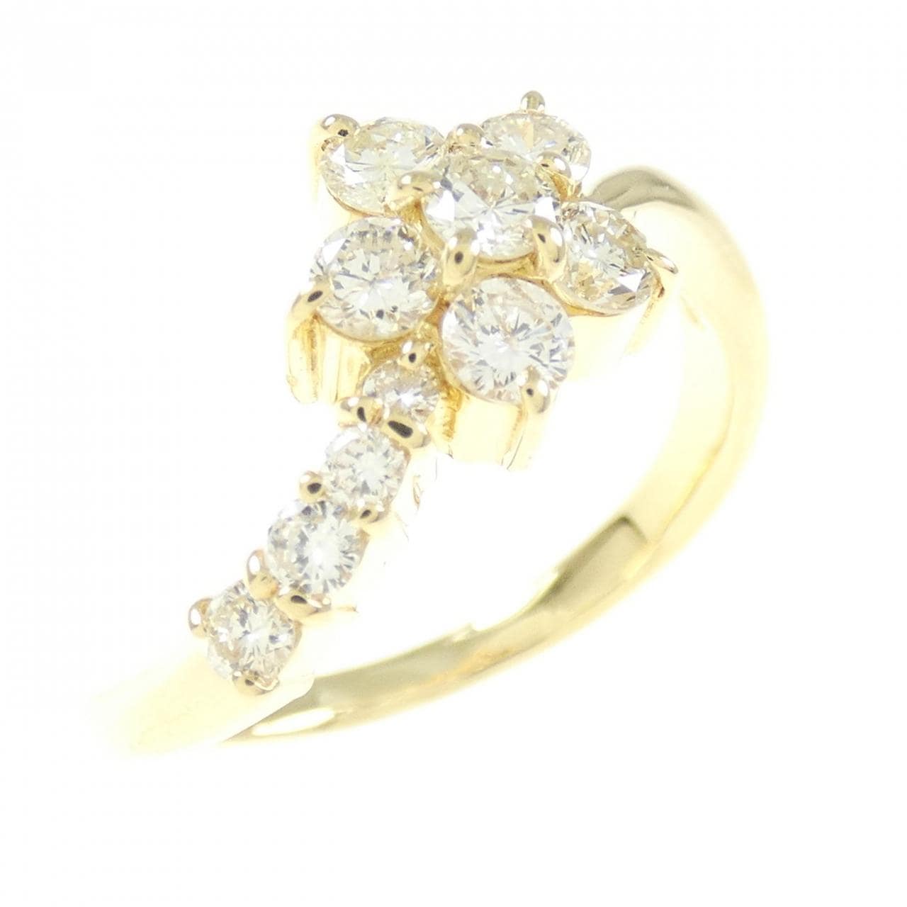 K18YG フラワー ダイヤモンド リング 0.53CT