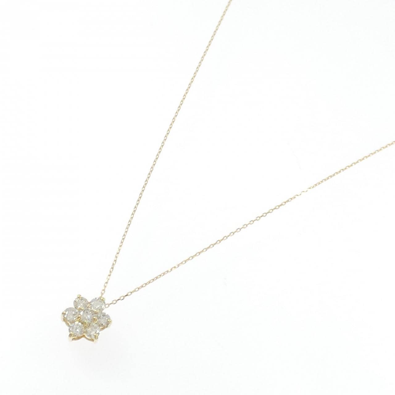 K18YG フラワー ダイヤモンド ネックレス 0.50CT