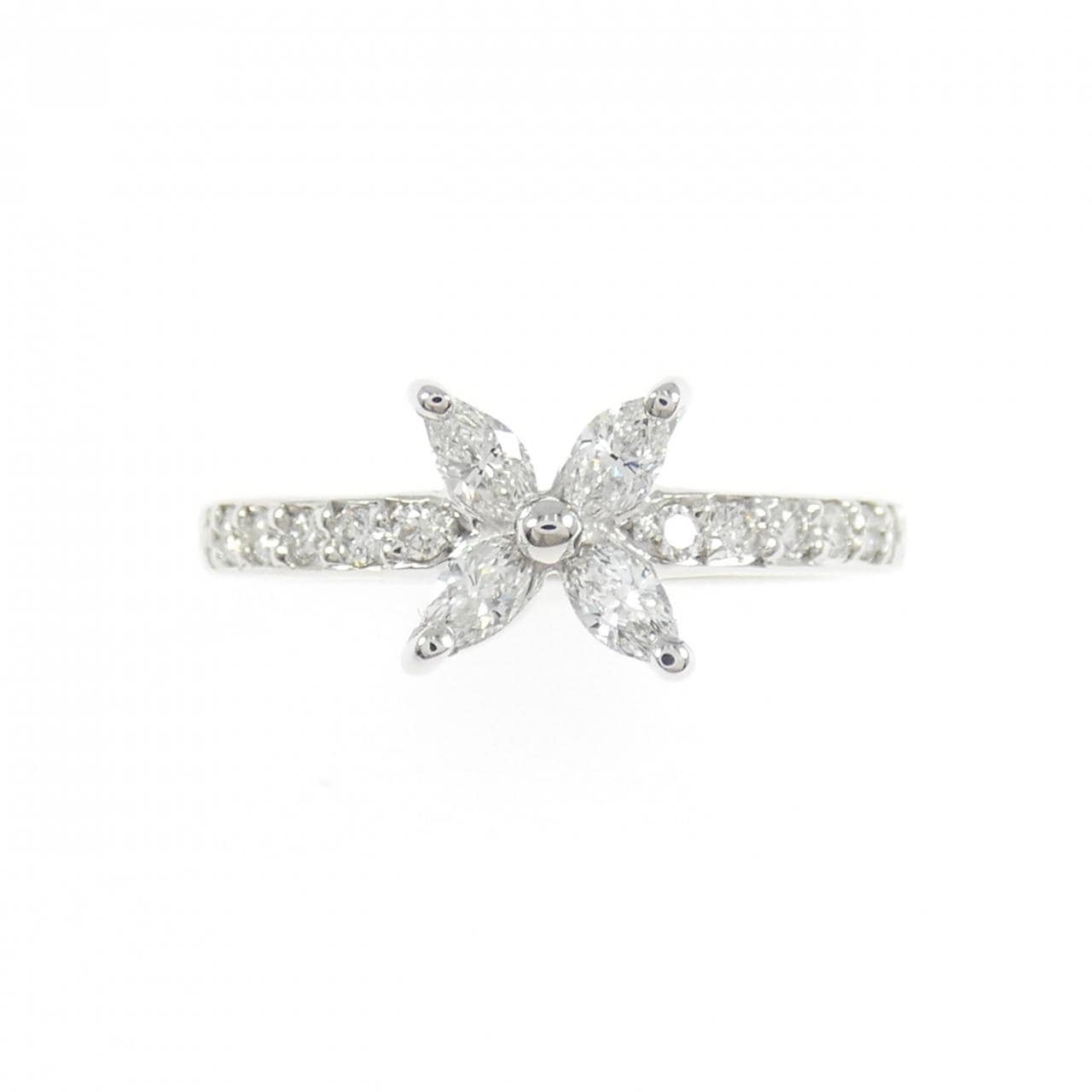 K18WG フラワー ダイヤモンド リング