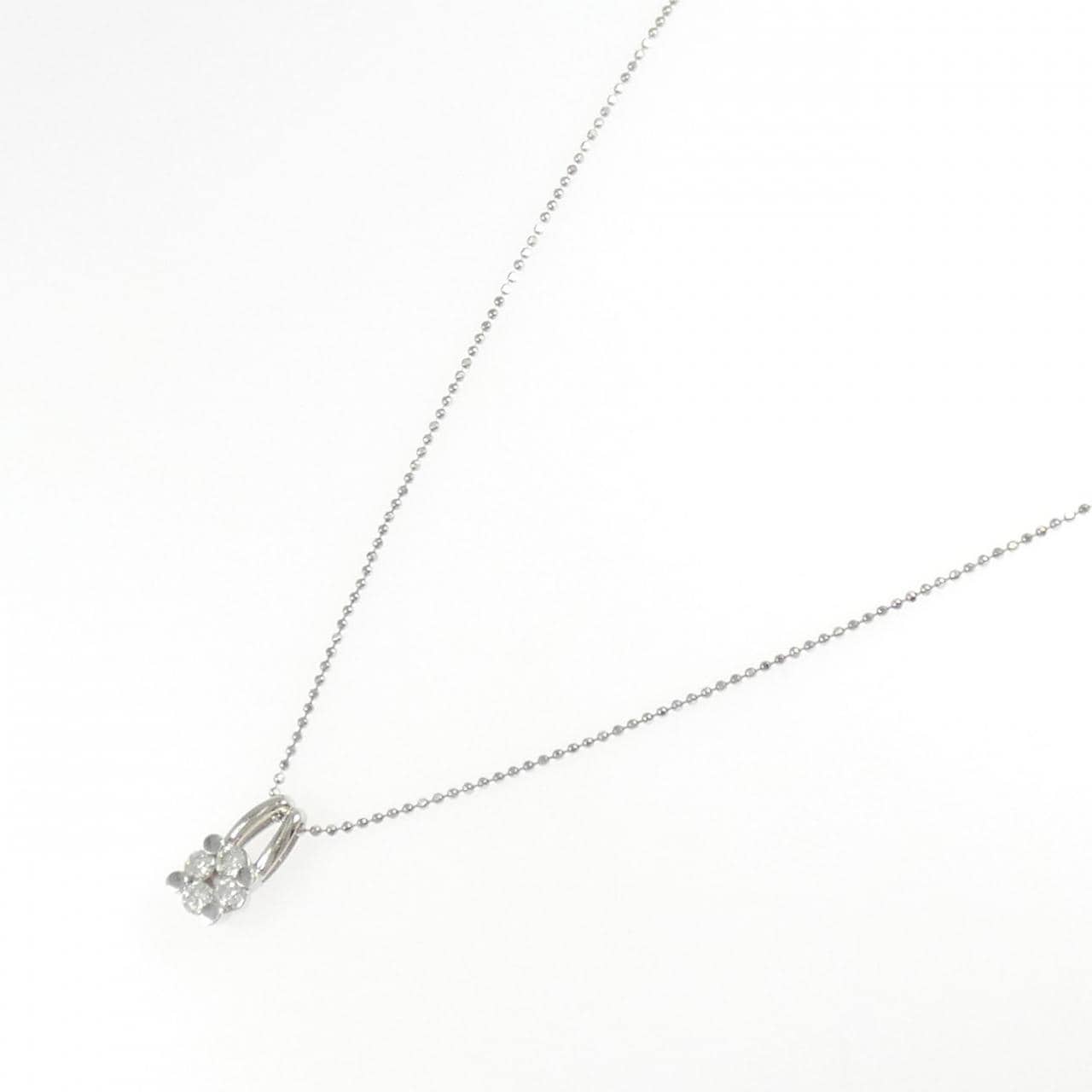 PT900/PT850 フラワー ダイヤモンド ネックレス 0.30CT