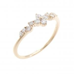 K18PG フラワー ダイヤモンド リング 0.17CT
