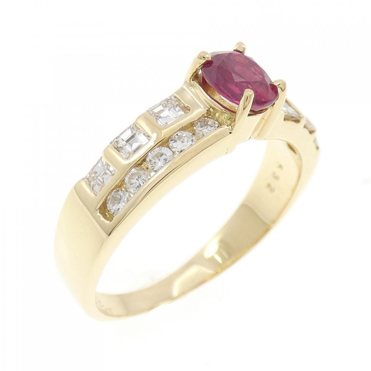 K18YG ルビー リング 0.55CT