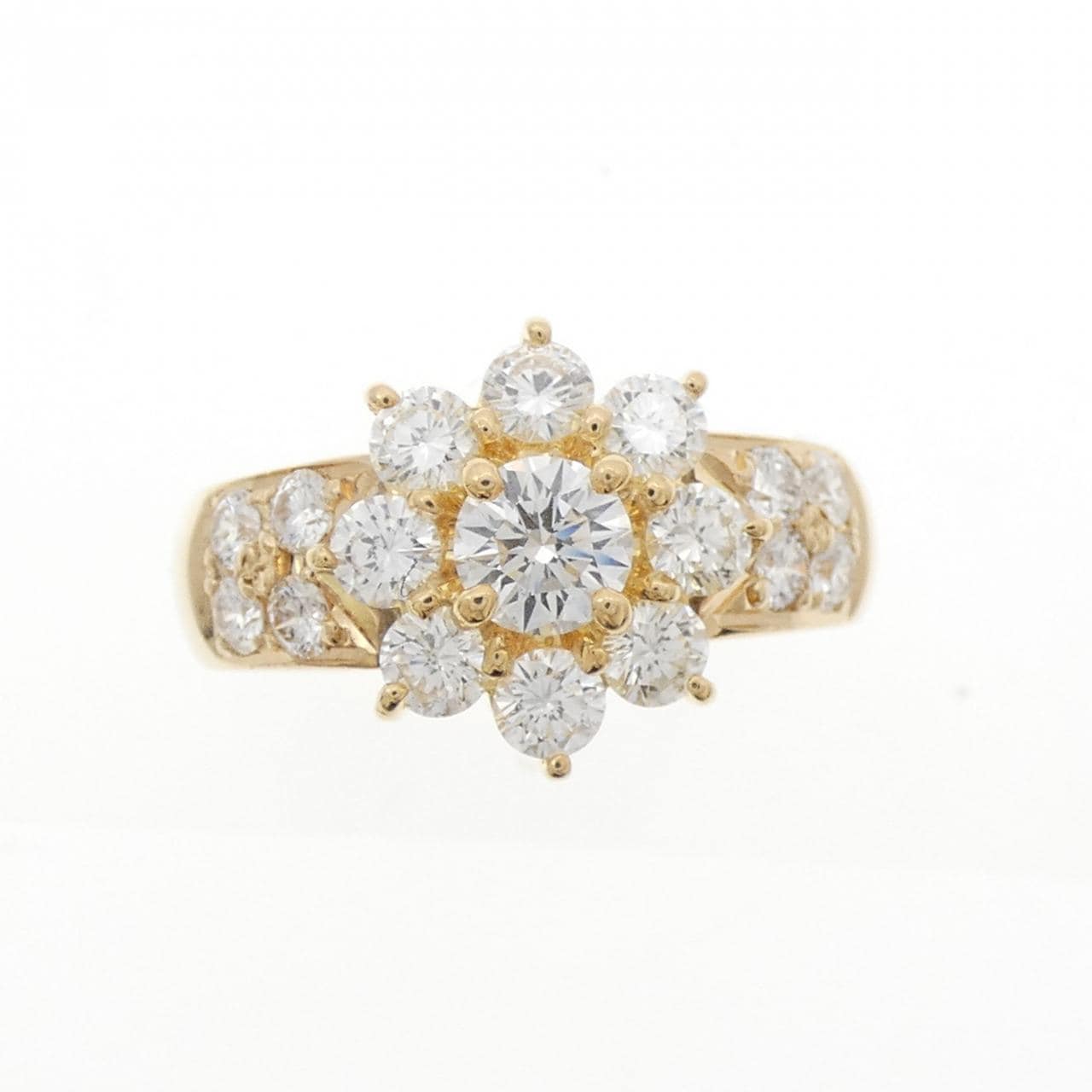 K18YG フラワー ダイヤモンド リング 0.335CT