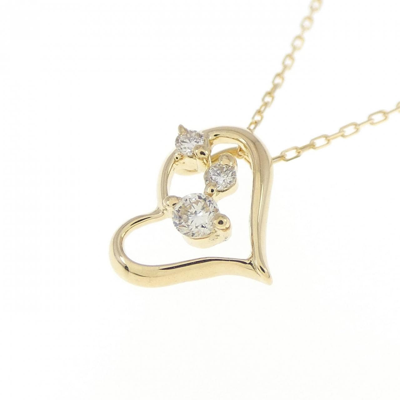 [BRAND NEW] K18YG Heart Diamond Necklace 0.05CT