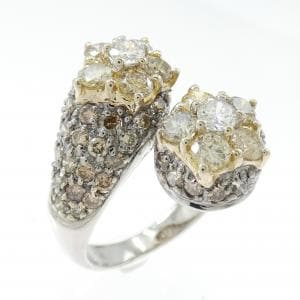 750WG/750YG フラワー ダイヤモンド リング 0.19CT