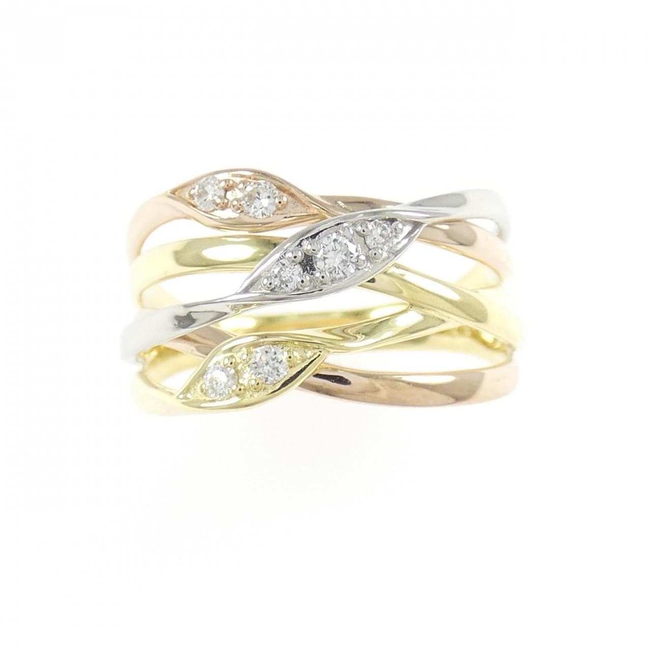 K18YG/PT950/K18PG ダイヤモンド リング 0.10CT