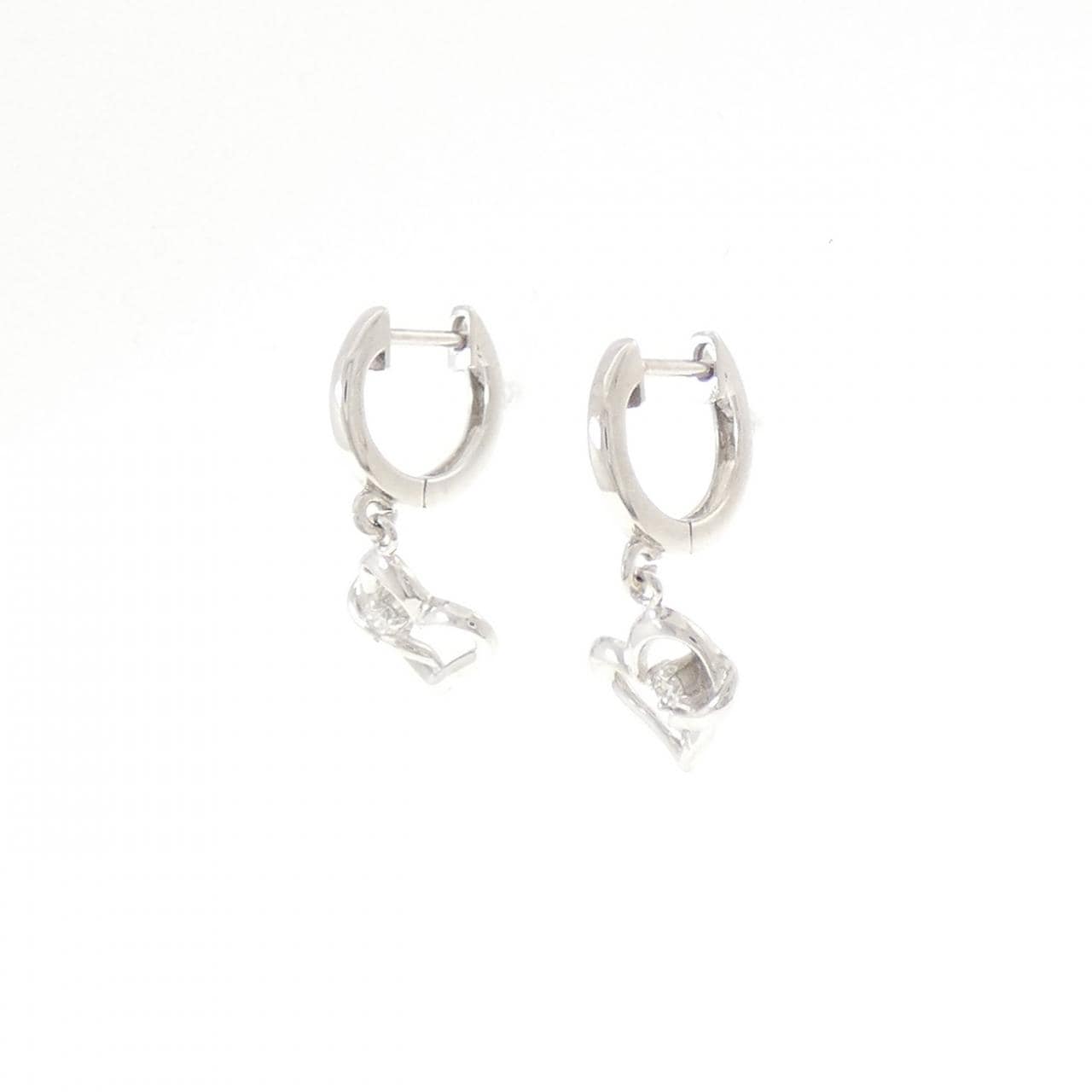 K10WG ハート ダイヤモンド ピアス 0.04CT