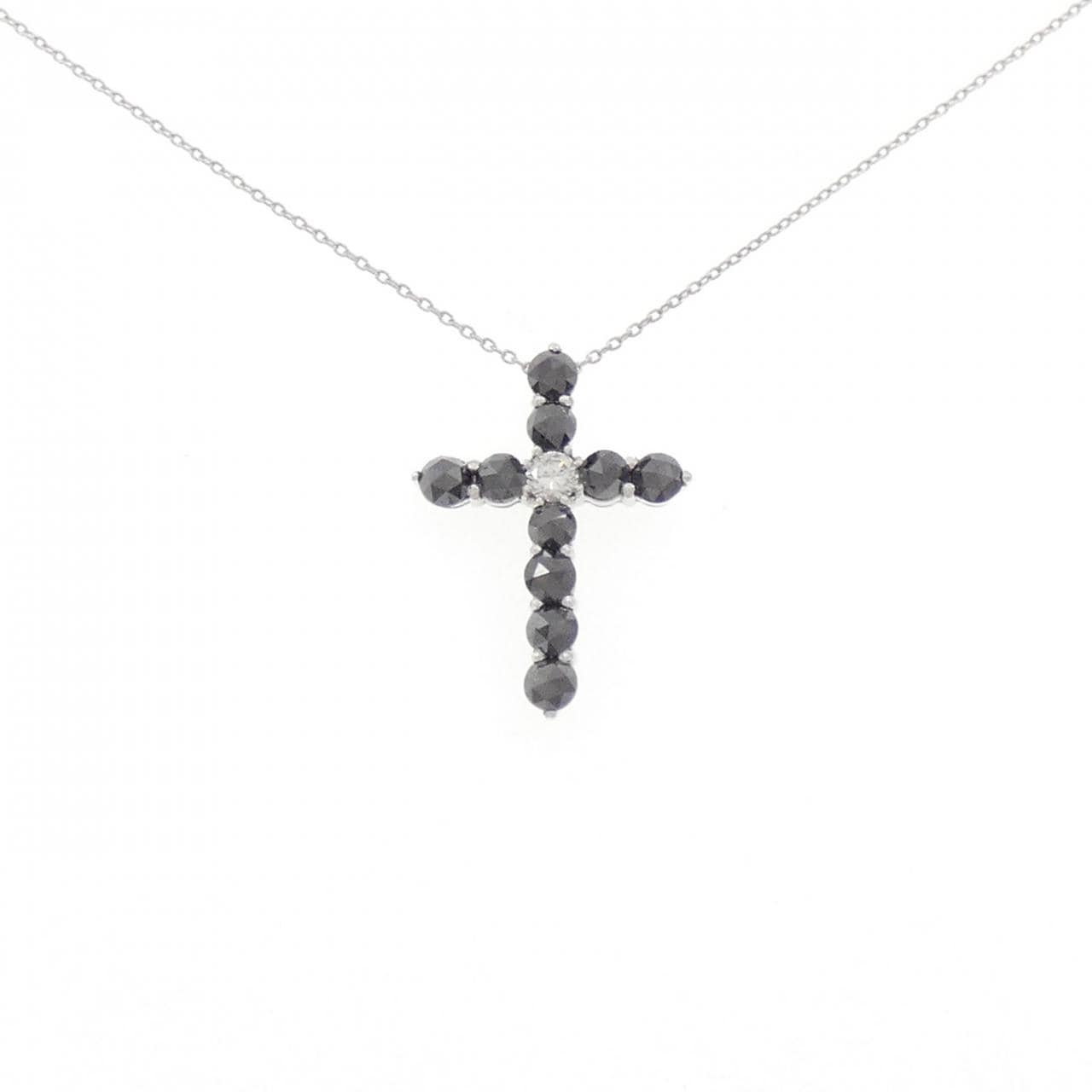 K18WG クロス ダイヤモンド ネックレス 0.12CT