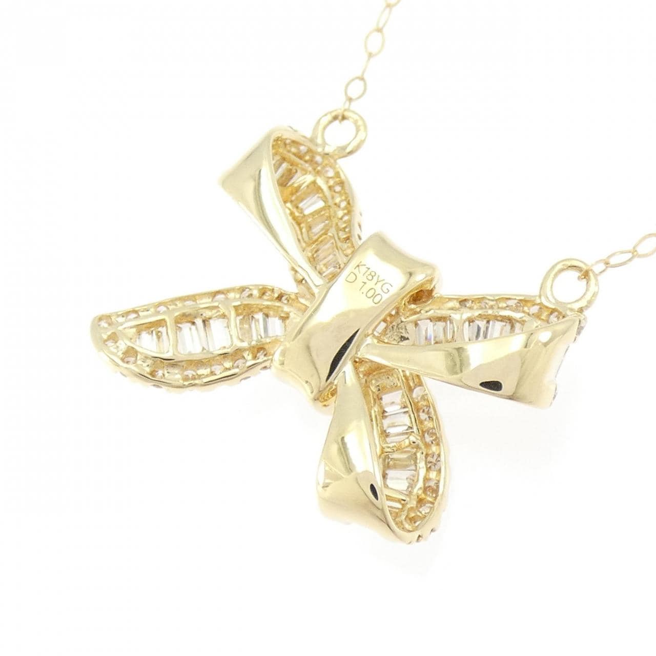 K18YG リボン ダイヤモンド ネックレス 1.00CT