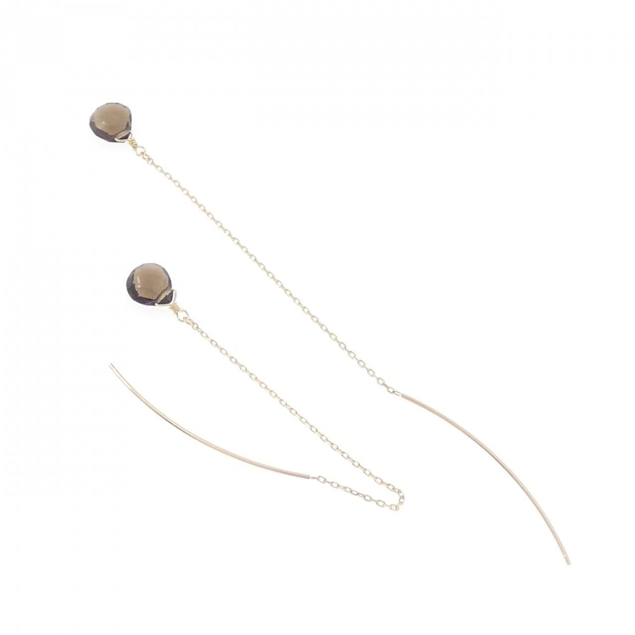 K10YG スモーキークオーツ ピアス