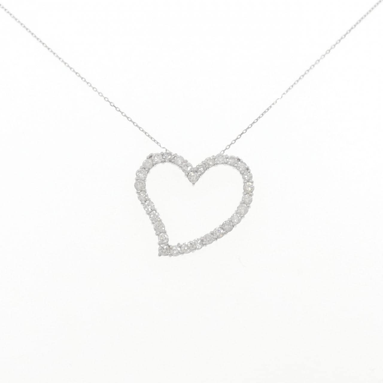 K18WG ハート ダイヤモンド ネックレス 1.00CT