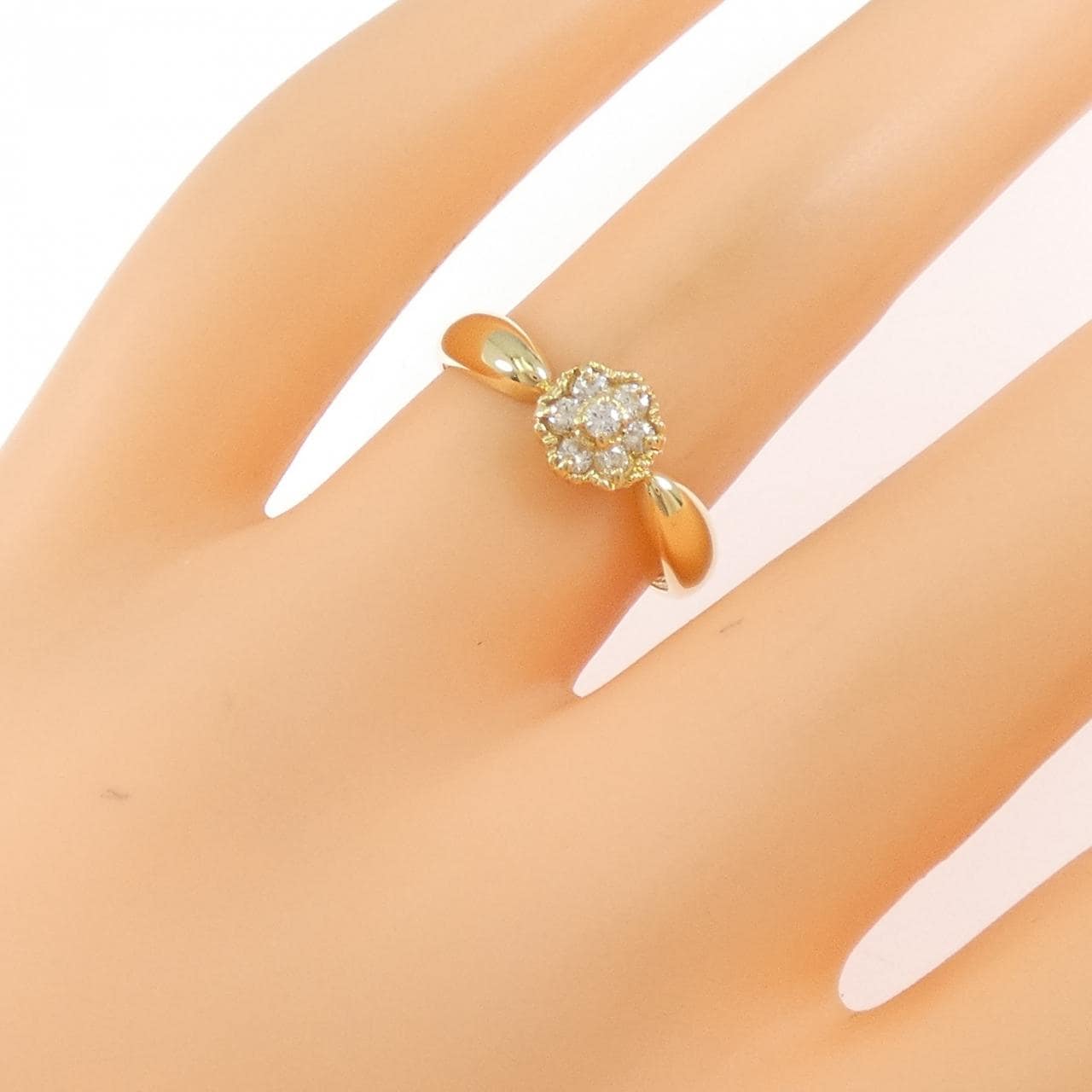 K18YG花朵钻石戒指0.14CT