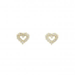 K18YG ハート ダイヤモンド ピアス 0.16CT