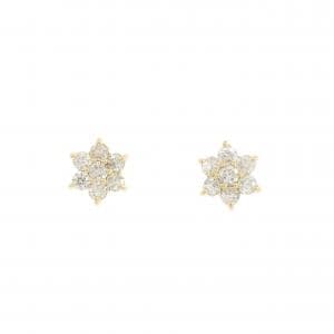 K18YG フラワー ダイヤモンド ピアス 0.50CT