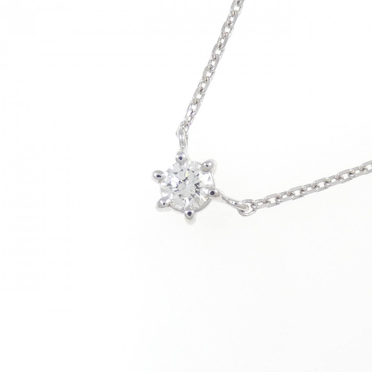 K18WG solitaire Diamond necklace 0.174CT