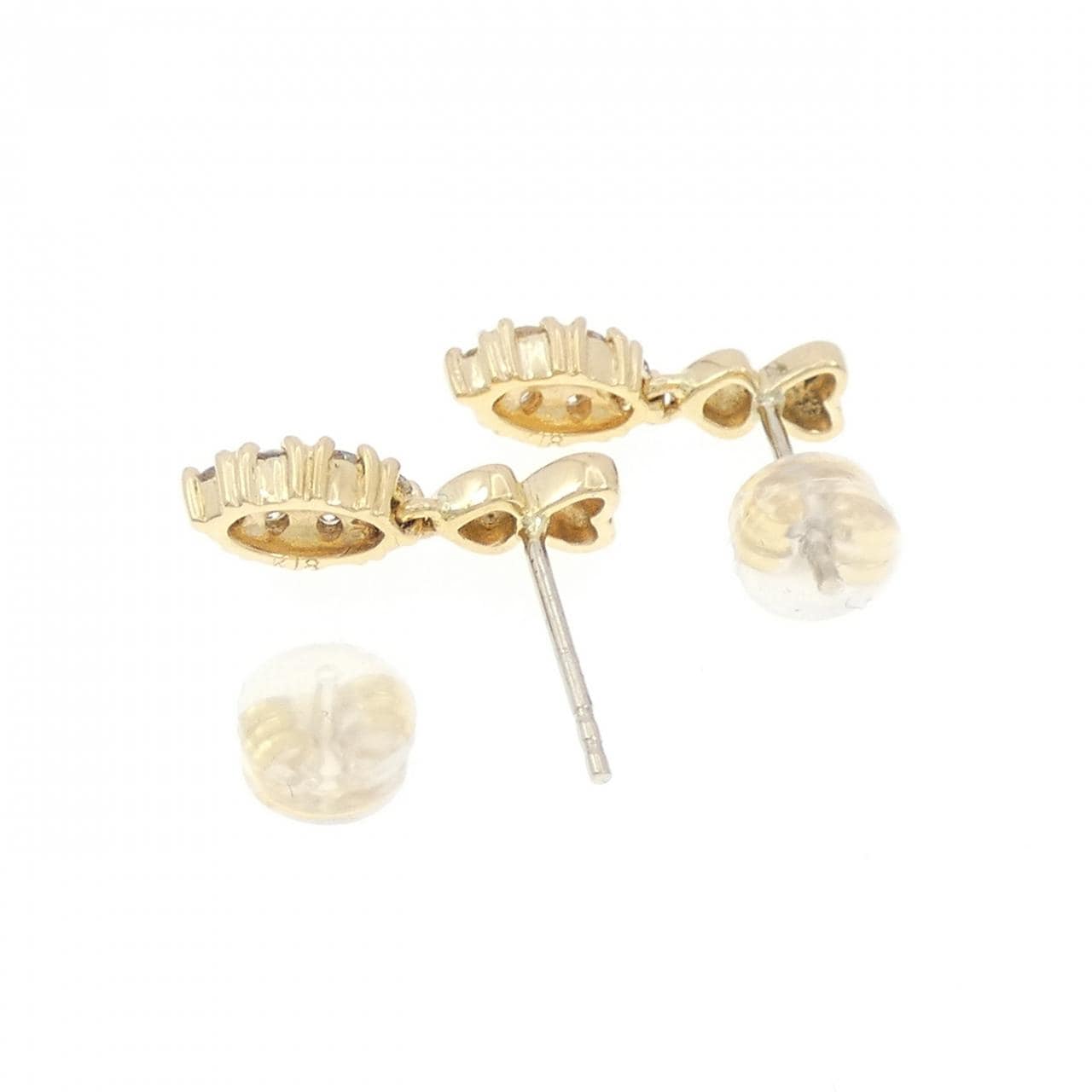 K18YG ハート ダイヤモンド ピアス