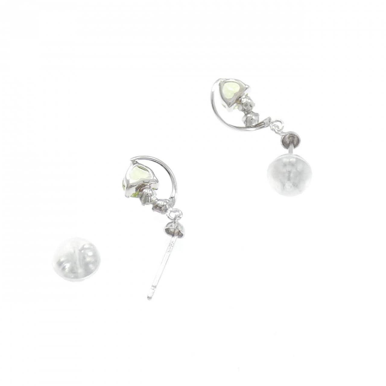 K10WG ハート カラーストーン ピアス