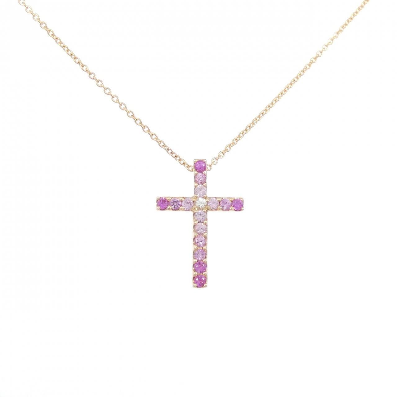 K18YG クロス サファイヤ ネックレス 0.30CT