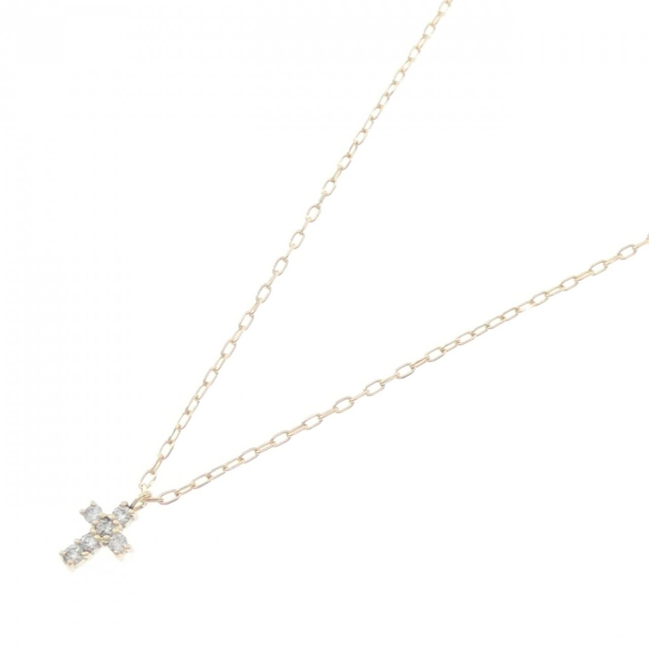 K10YG クロス ダイヤモンド ネックレス 0.06CT