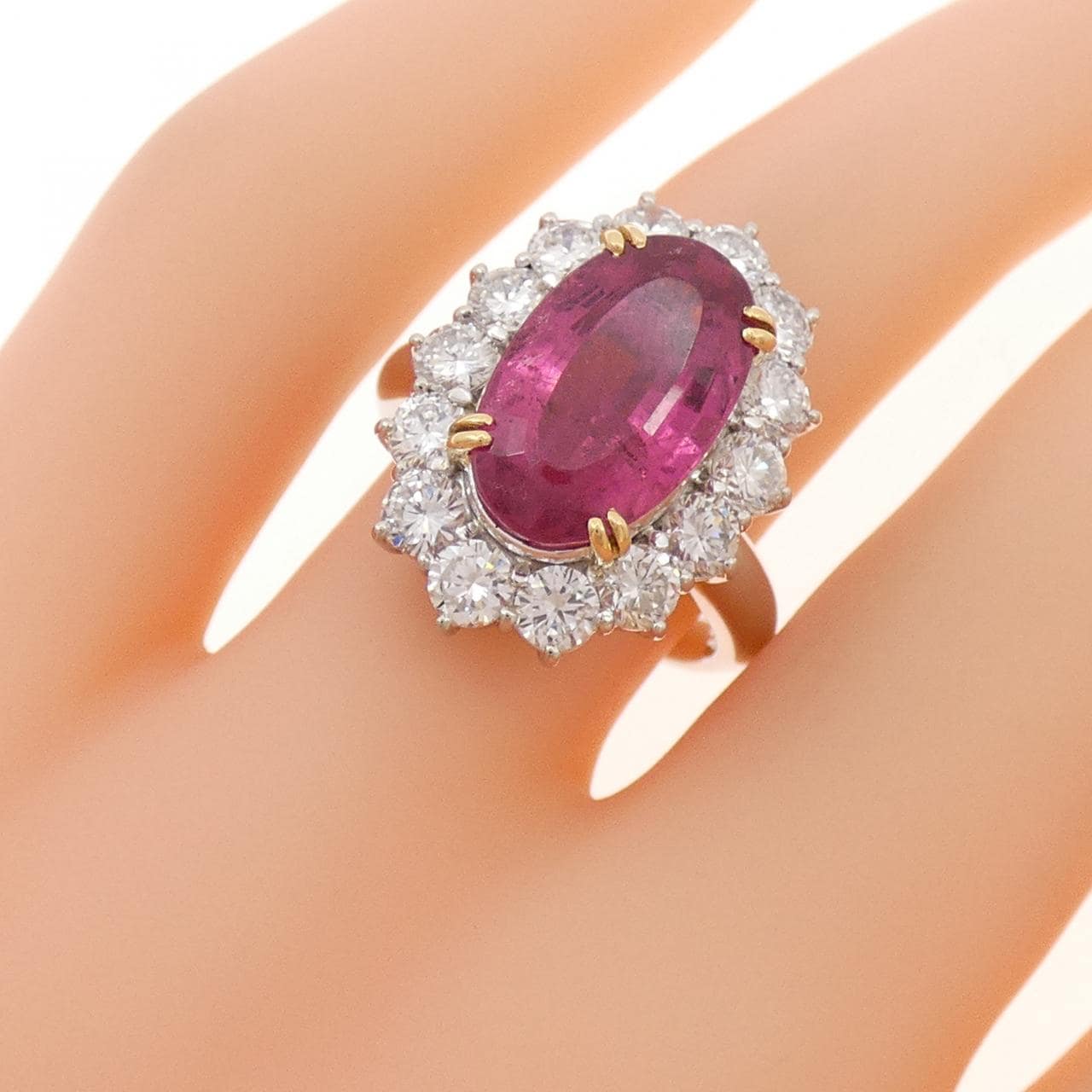 K18YG/PT900 トルマリン リング 4.80CT