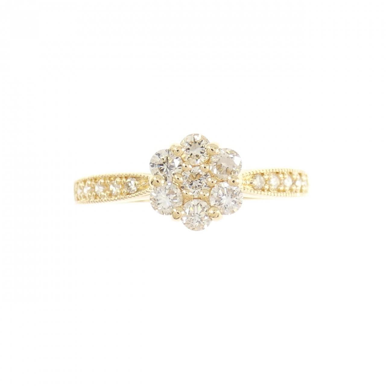 K18YG フラワー ダイヤモンド リング 0.50CT