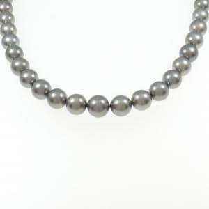Silver clasp black butterfly pearl necklace 8.0-10.5mm