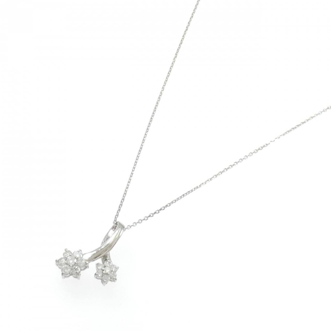 PT900/PT850 フラワー ダイヤモンド ネックレス 0.50CT