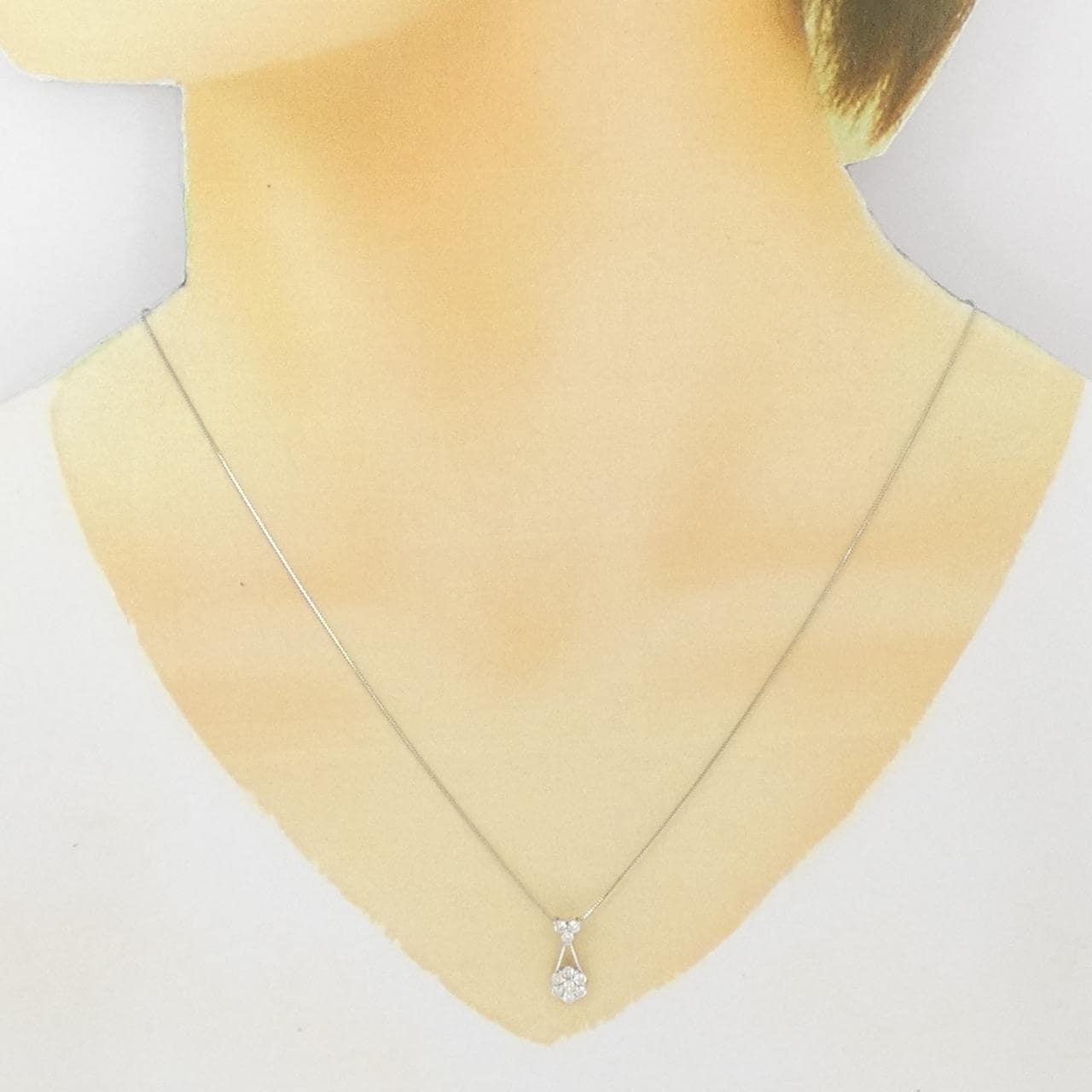 K18WG/PT850 ダイヤモンド ネックレス 0.30CT