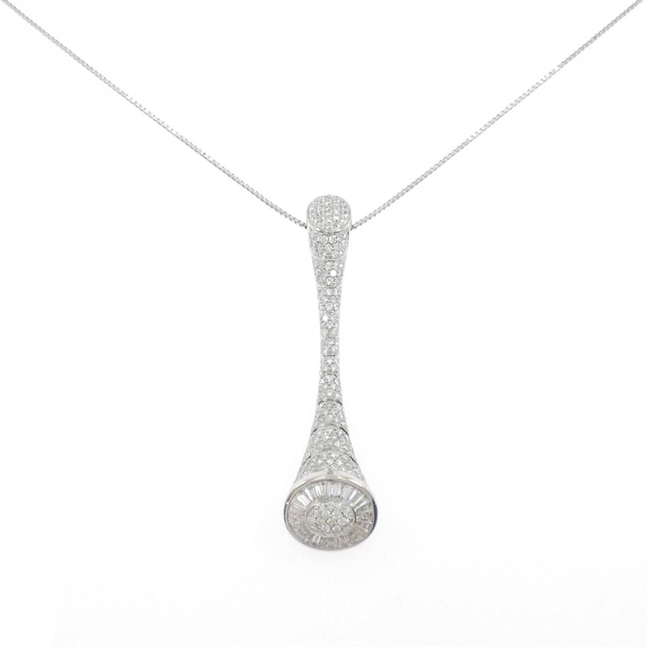 750WG/K18WG パヴェ ダイヤモンド ネックレス 3.20CT