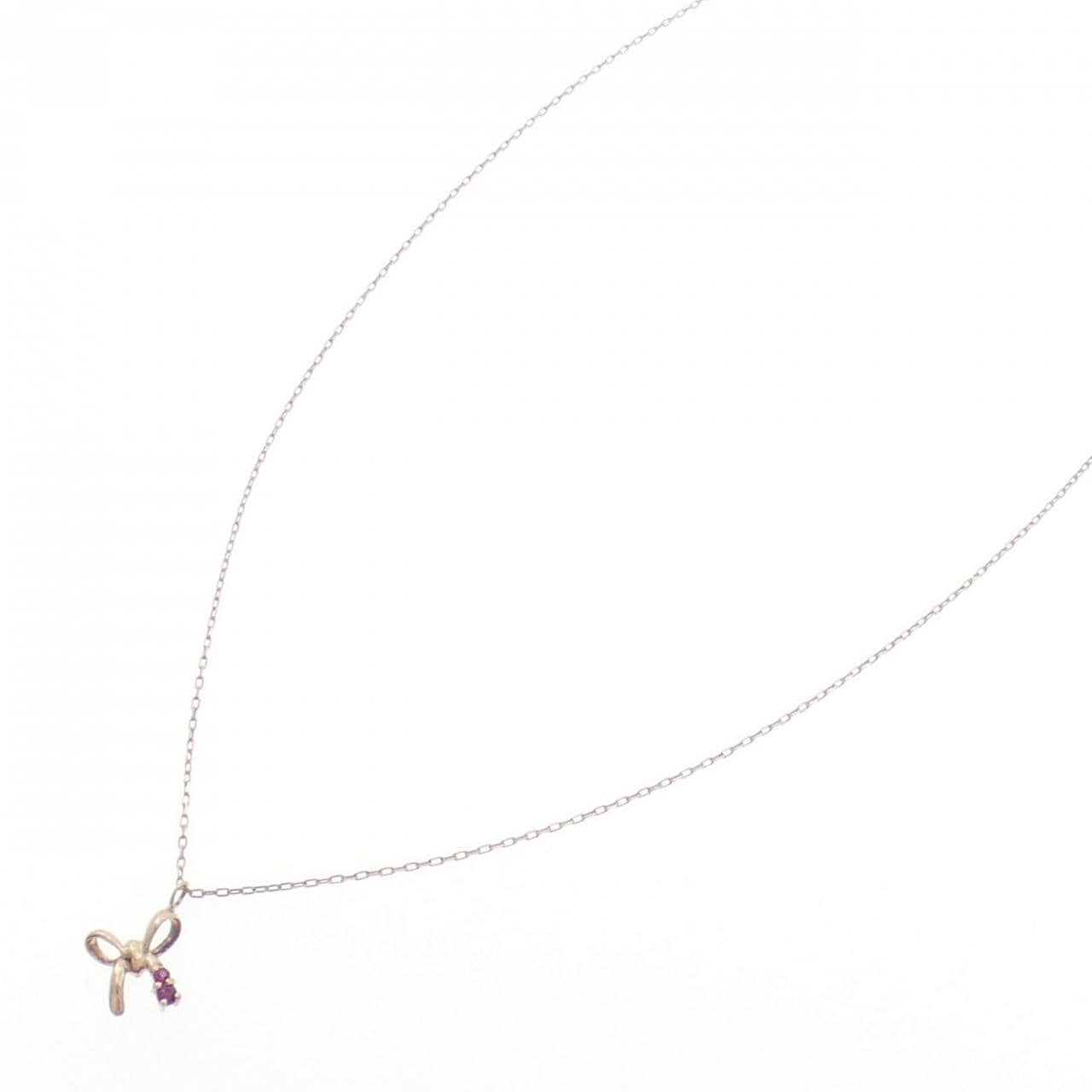 K10PG リボン ルビー ネックレス