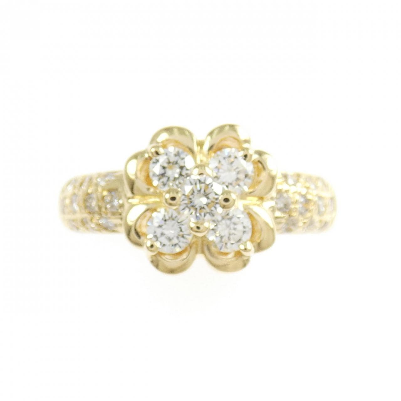 K18YG フラワー ダイヤモンド リング 0.70CT