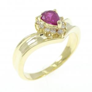 K18YG ルビー リング 0.37CT