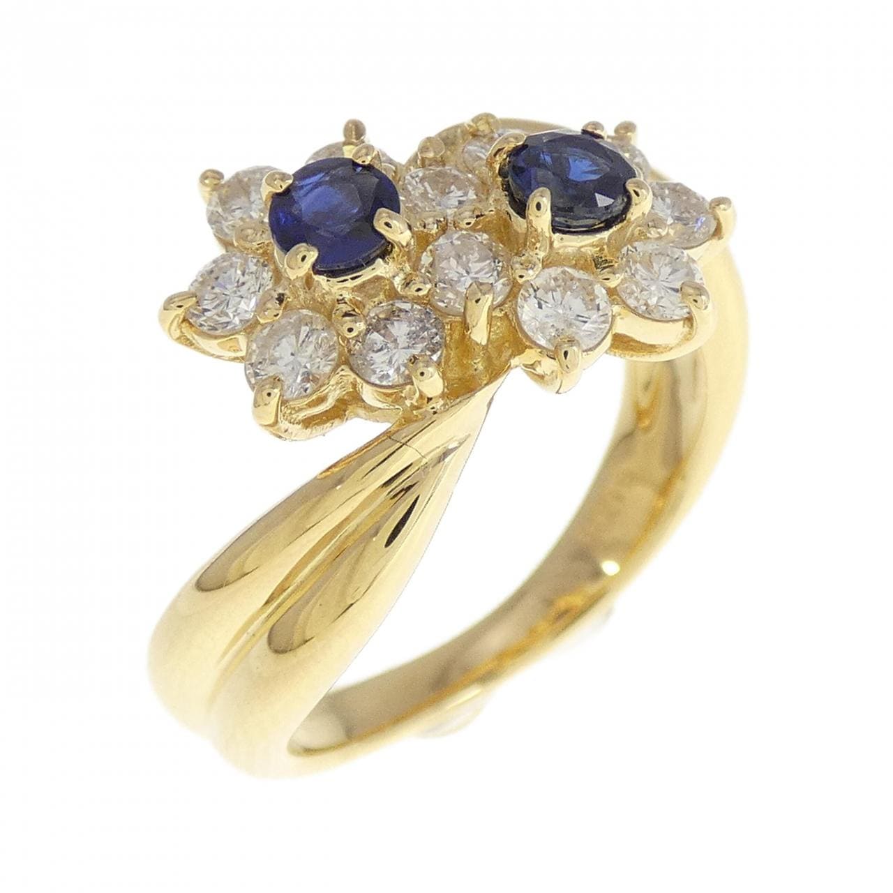 K18YG Flower Sapphire Ring 0.30CT