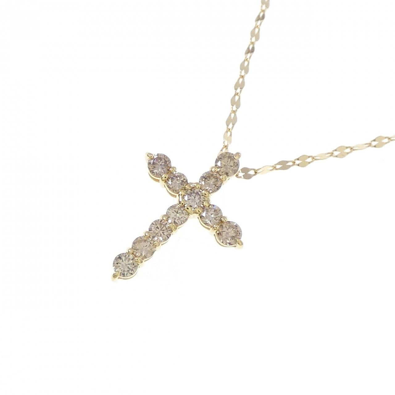 K18YG クロス ダイヤモンド ネックレス 0.30CT