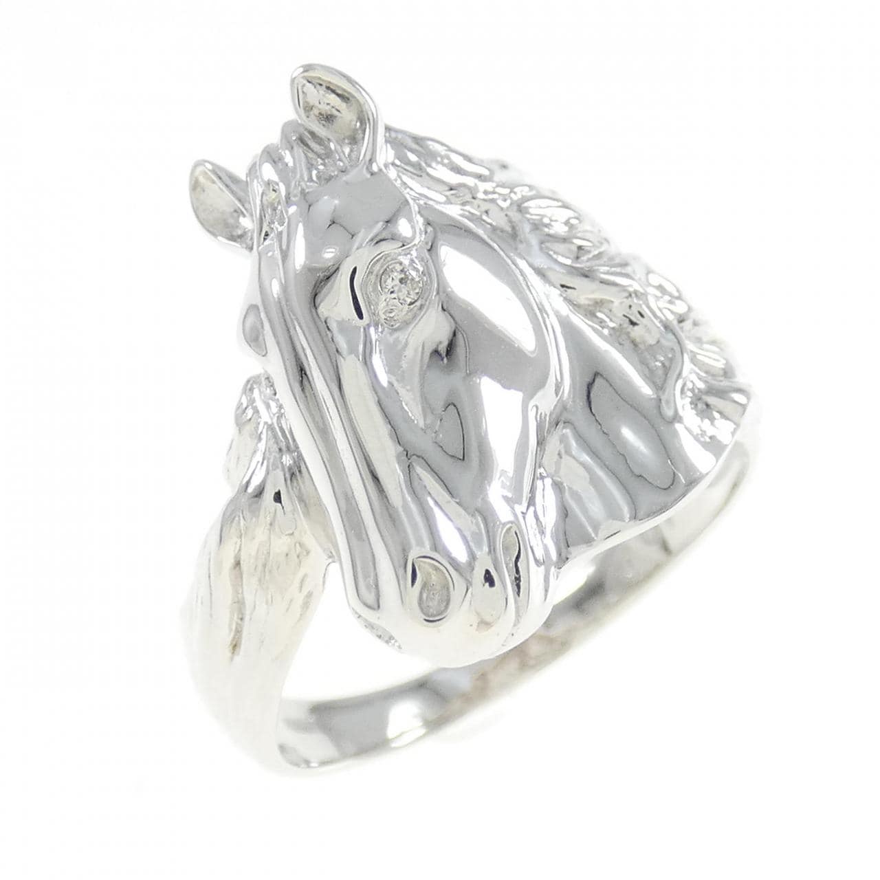 K18WG Horse Diamond Ring 0.01CT