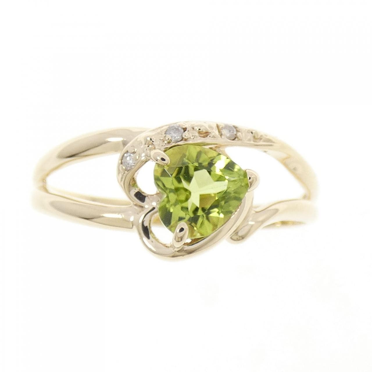 K10YG ハート ペリドット リング