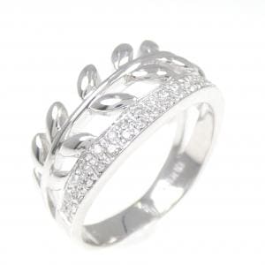 K18WG リーフ ダイヤモンド リング 0.19CT