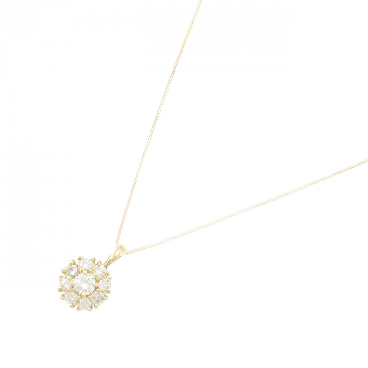 K18YG Flower Diamond Necklace 0.66CT