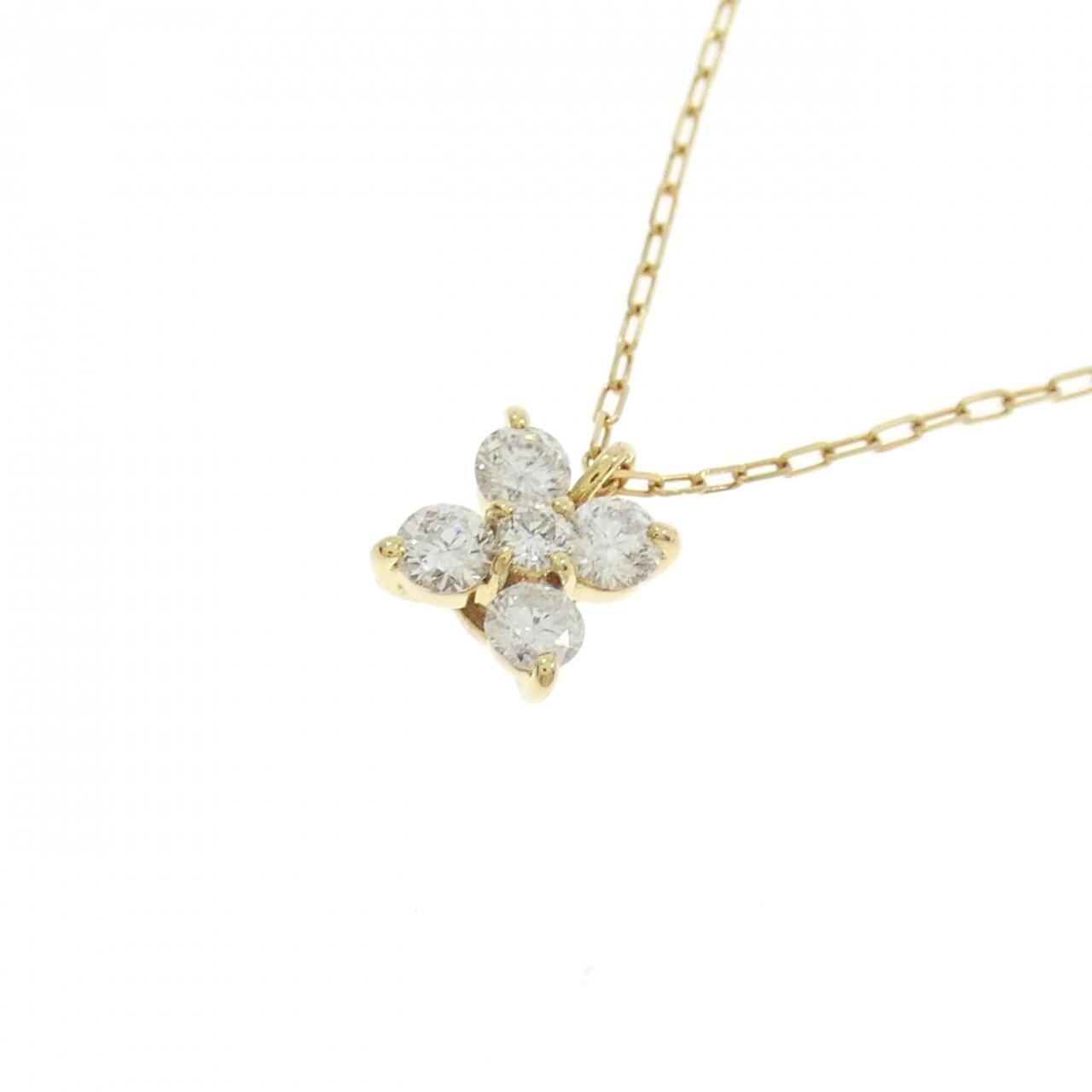 K18YG フラワー ダイヤモンド ネックレス 0.20CT