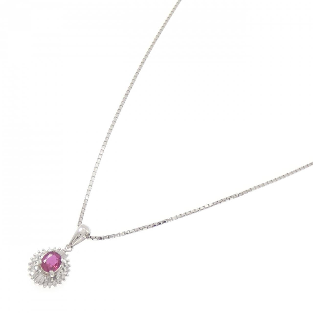 PT900/PT850 ルビー ネックレス 0.54CT