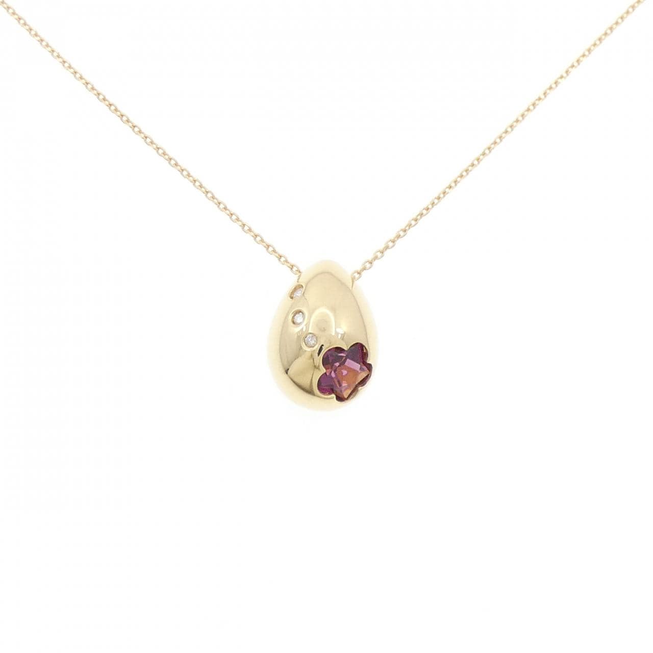 K18YG flower Garnet necklace