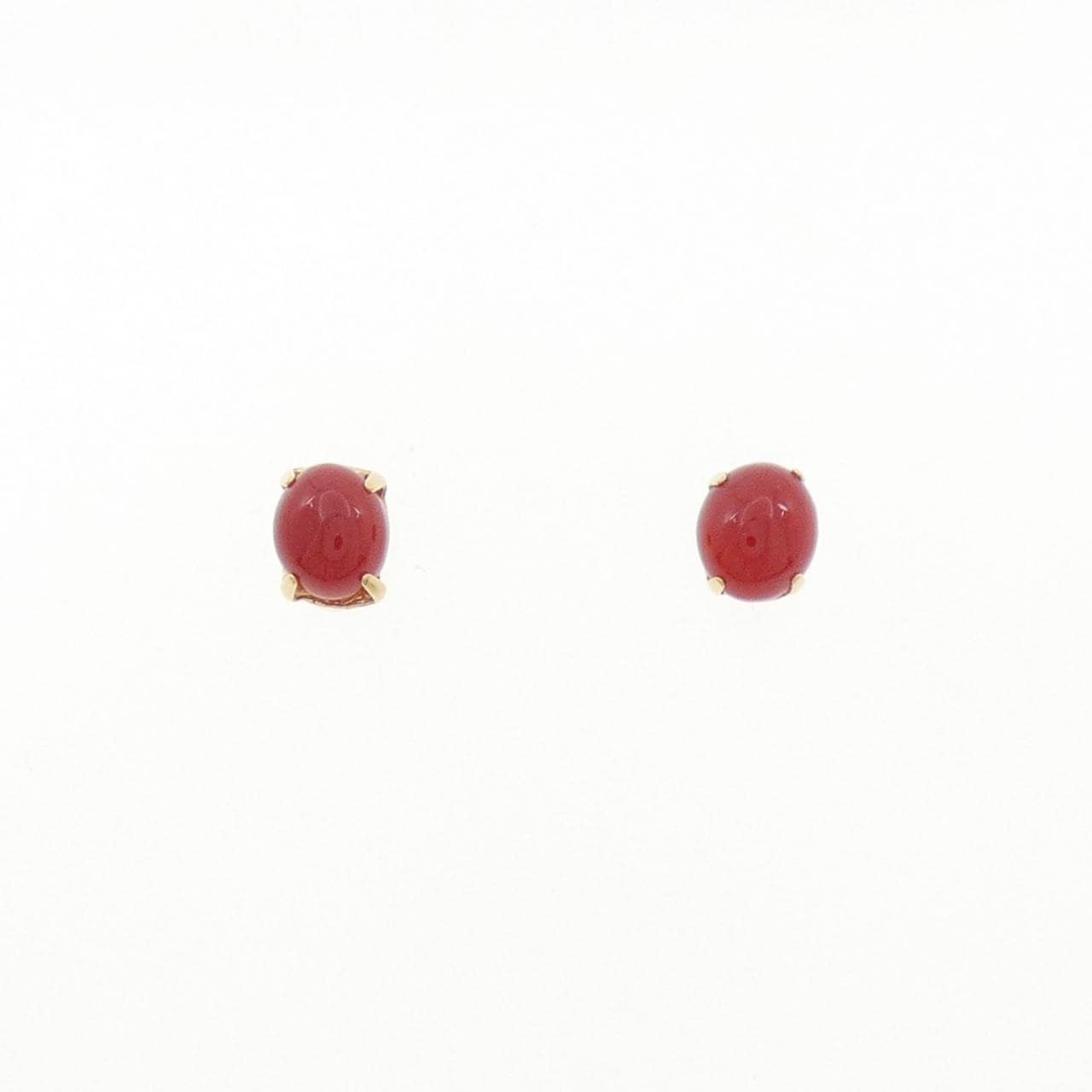 【新品】K18YG サンゴ ピアス 0.84CT