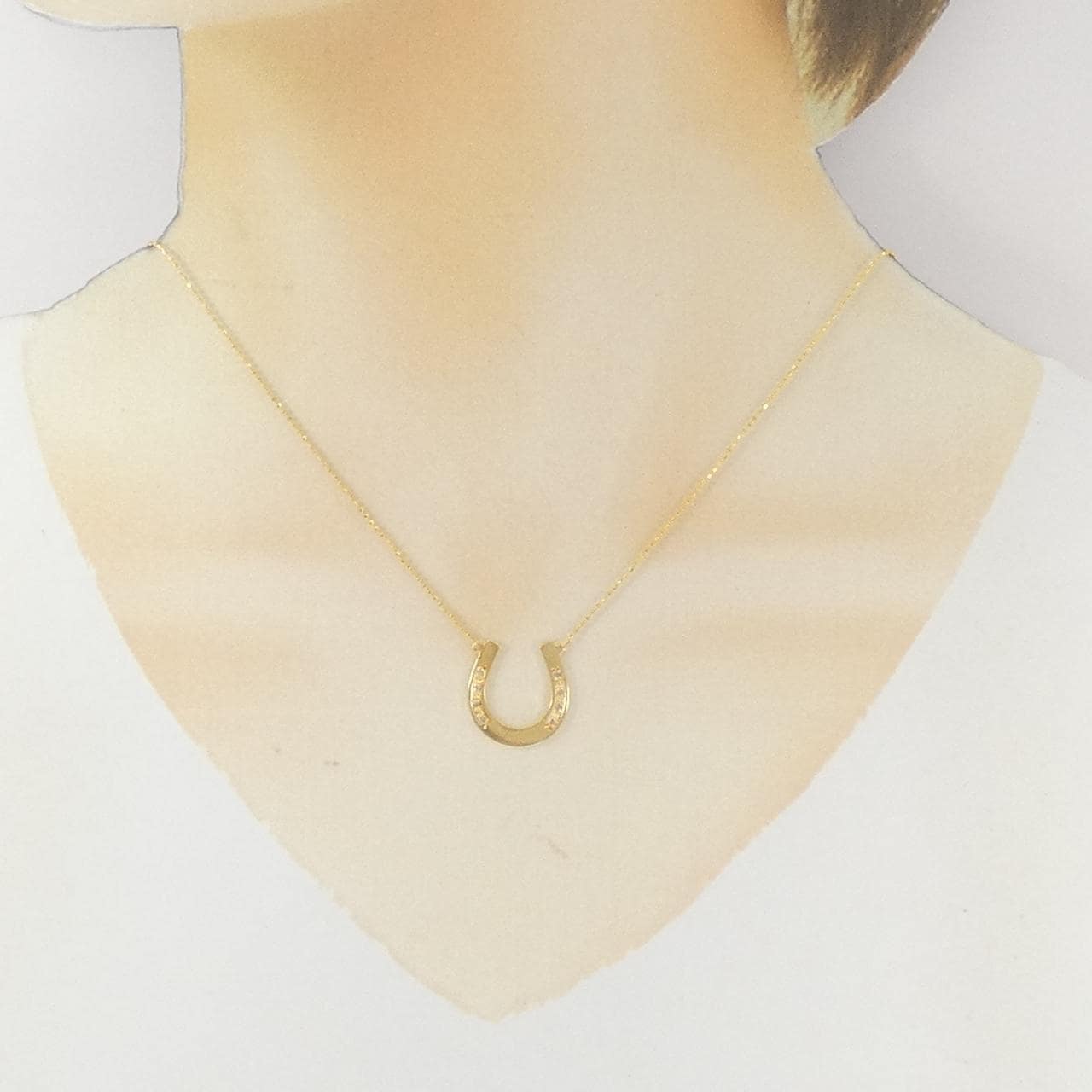 K18YG ホースシュー ダイヤモンド ネックレス