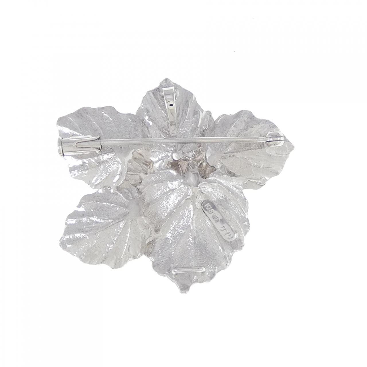 K18WG Leaf Diamond Brooch 0.10CT