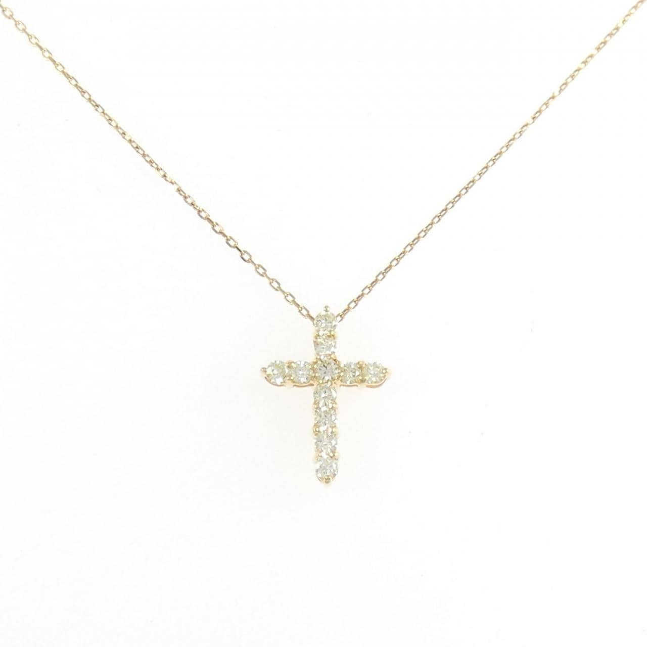 K18YG クロス ダイヤモンド ネックレス 0.20CT