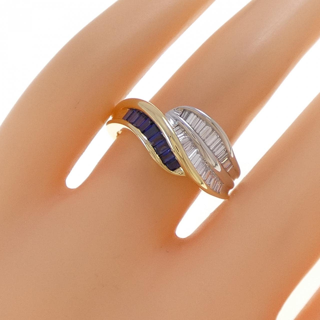 K18YG/PT900 サファイヤ リング 0.50CT